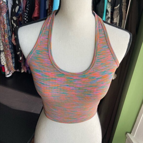 Women's HM Halter Top Size S Orange Pink - Picture 2 of 6